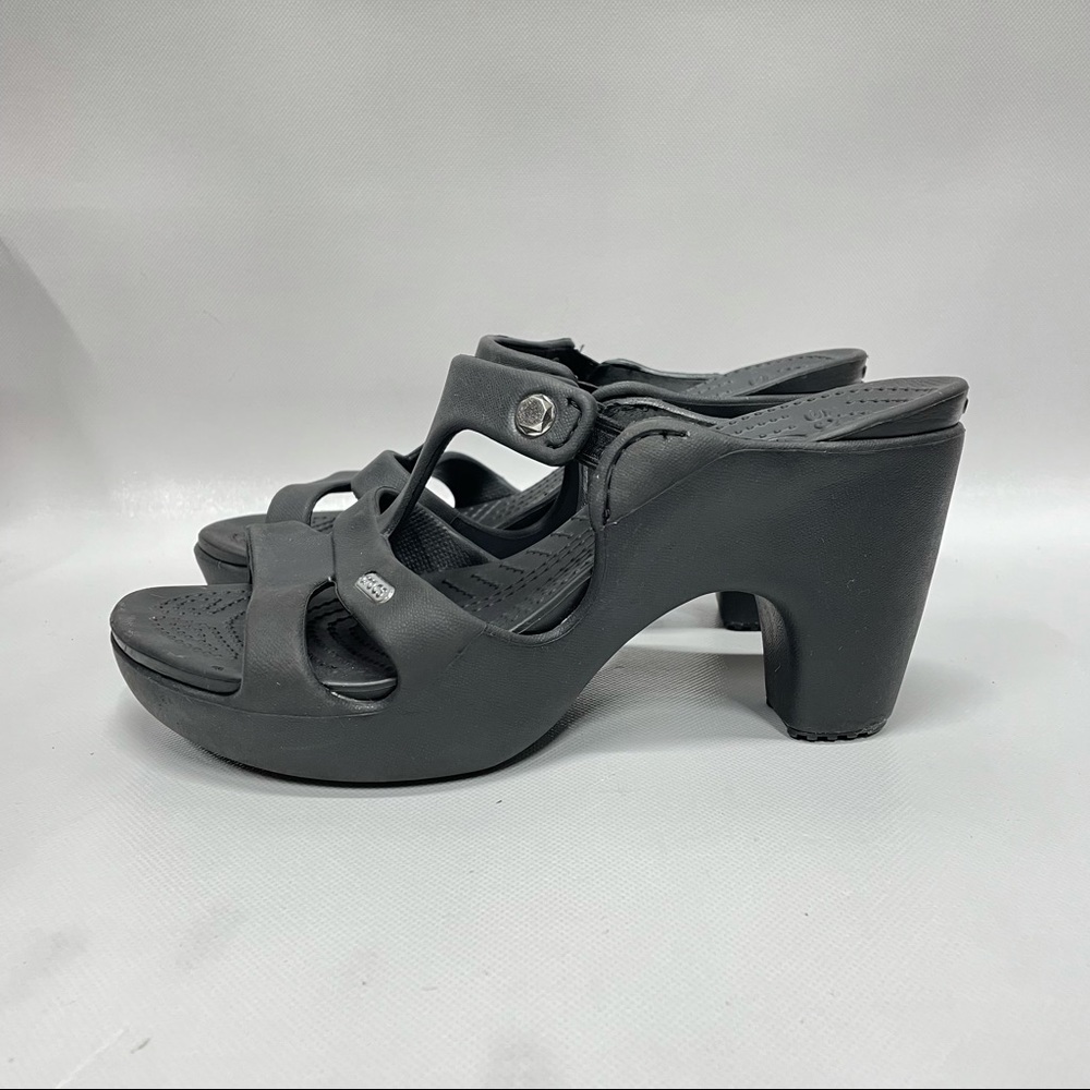 Crocs Cyprus V High Heel Black Sandals 201301 Women’s Size 7